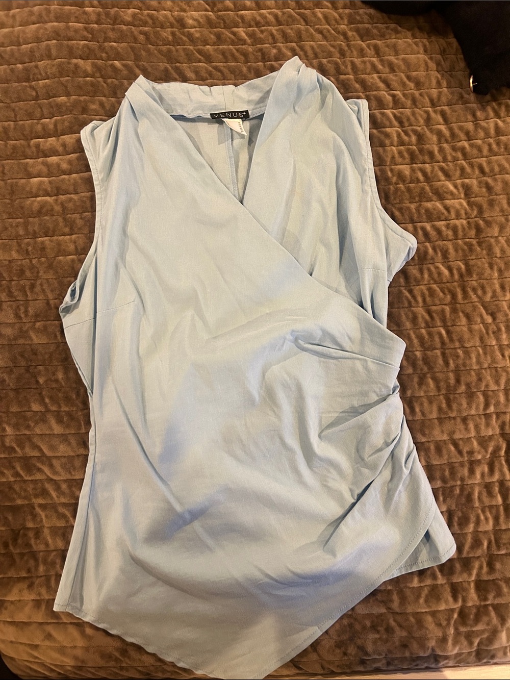 VENUS Pale Blue Sleeveless Surplice Wrap Camisole